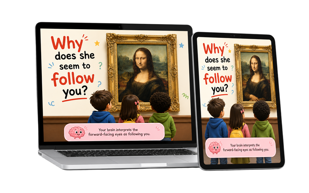 Laptop and tablet showing a Digizine weekly issue with the Mona Lisa article