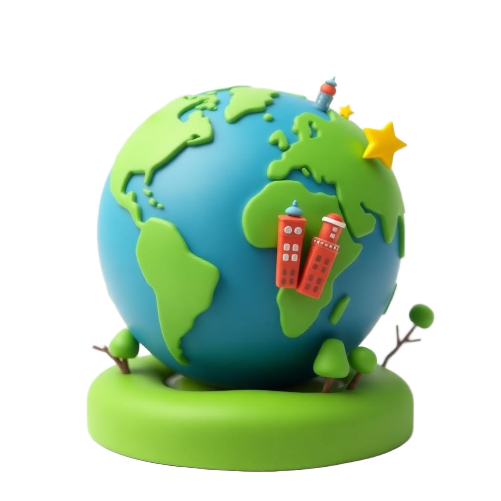 3D globe with a newspaper — World news